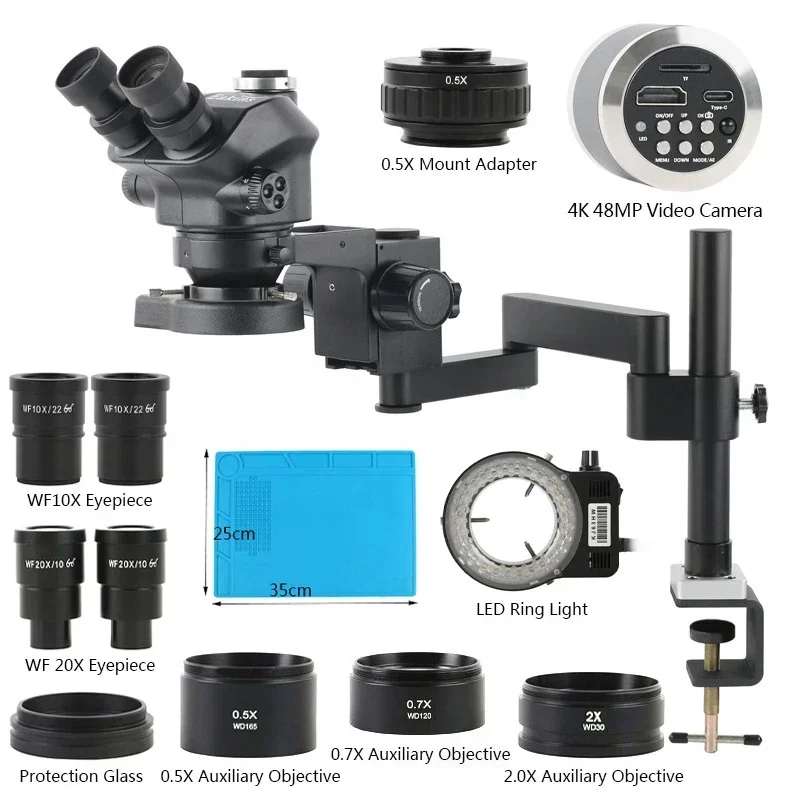 Stereo Trinocular Microscope Pcb - مجهر ستريو صناعي ثلاثي العدسات بتكبير
