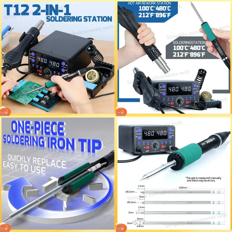 محطة لحام 775 واط 2 في 1 مع طق - مراجعة Hot Air Rework Station T12 وسعره