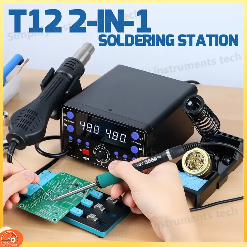 محطة لحام 775 واط 2 في 1 مع طق - مراجعة Hot Air Rework Station T12 وسعره