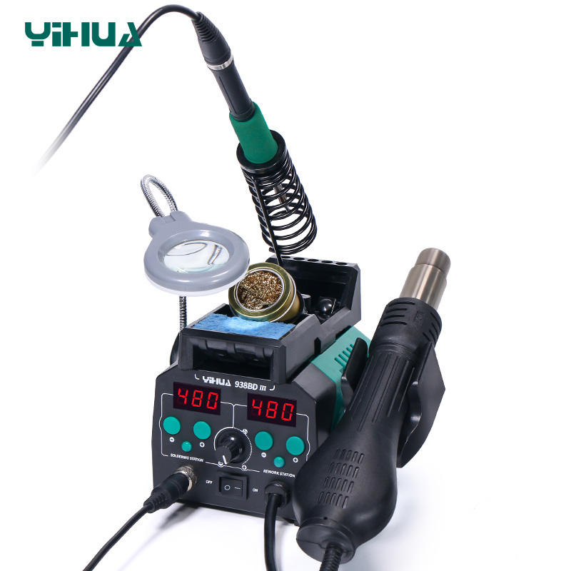 محطة لحام YIHUA 938BD-III بقوة - مراجعة Hot Air Rework Station T12 وسعره
