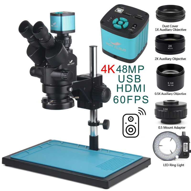 3.5X-90X Simul-Focal ستيريو ثل - مراجعة Stereo Trinocular Microscope Pcb وسعره