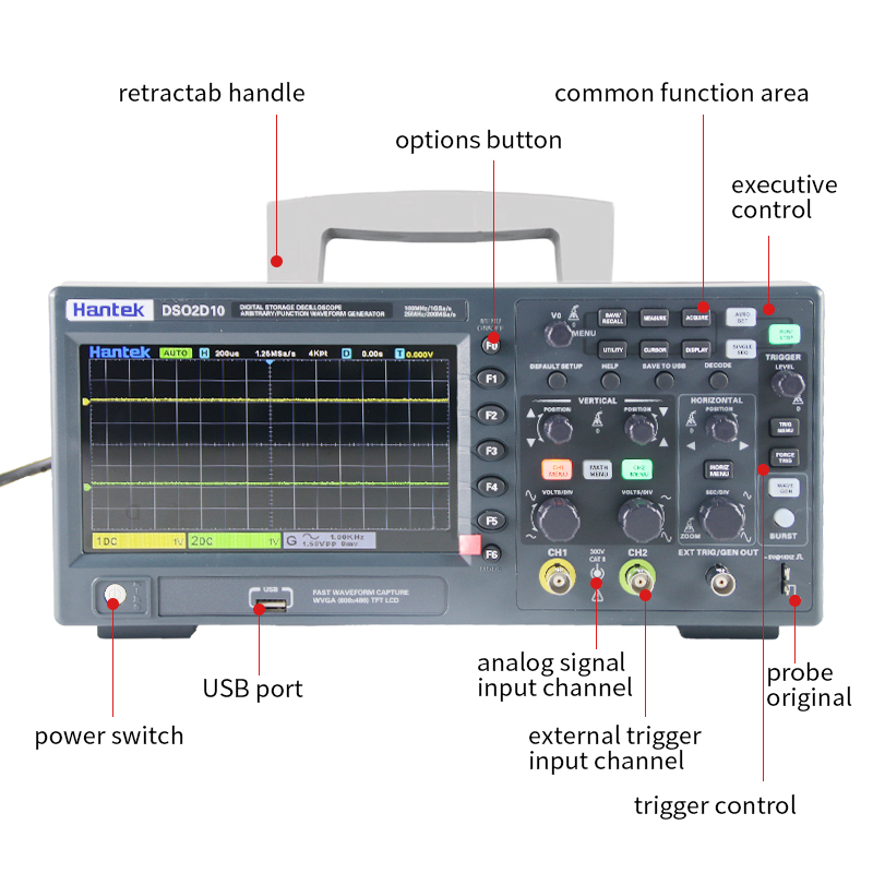 جهاز راسم ذبذبات رقمي هانتك DS - مراجعة Digital Storage Oscilloscope 100Mhz وسعره